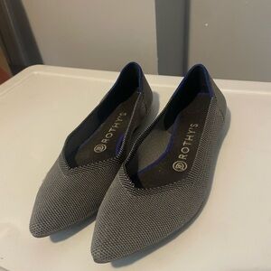Rothy's Navy Grey Flats & Loafers with Pointed Toe Design